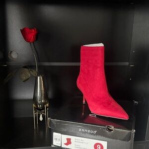 BAMBOO Women's Bold Red Heeled Boots